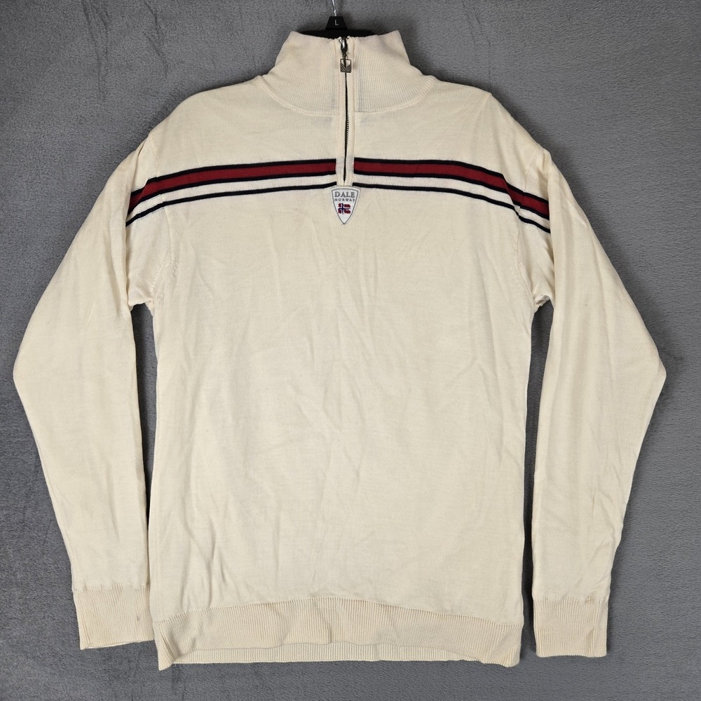 DALE OF NORWAY Sapporo Jacket Womens Small Wool 1/4 Zip Sweater‎ Pullover Beige